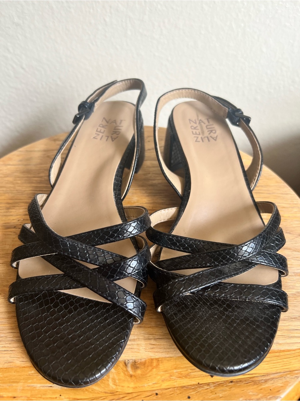 Naturalizer Black Strappy Slingback Sandals